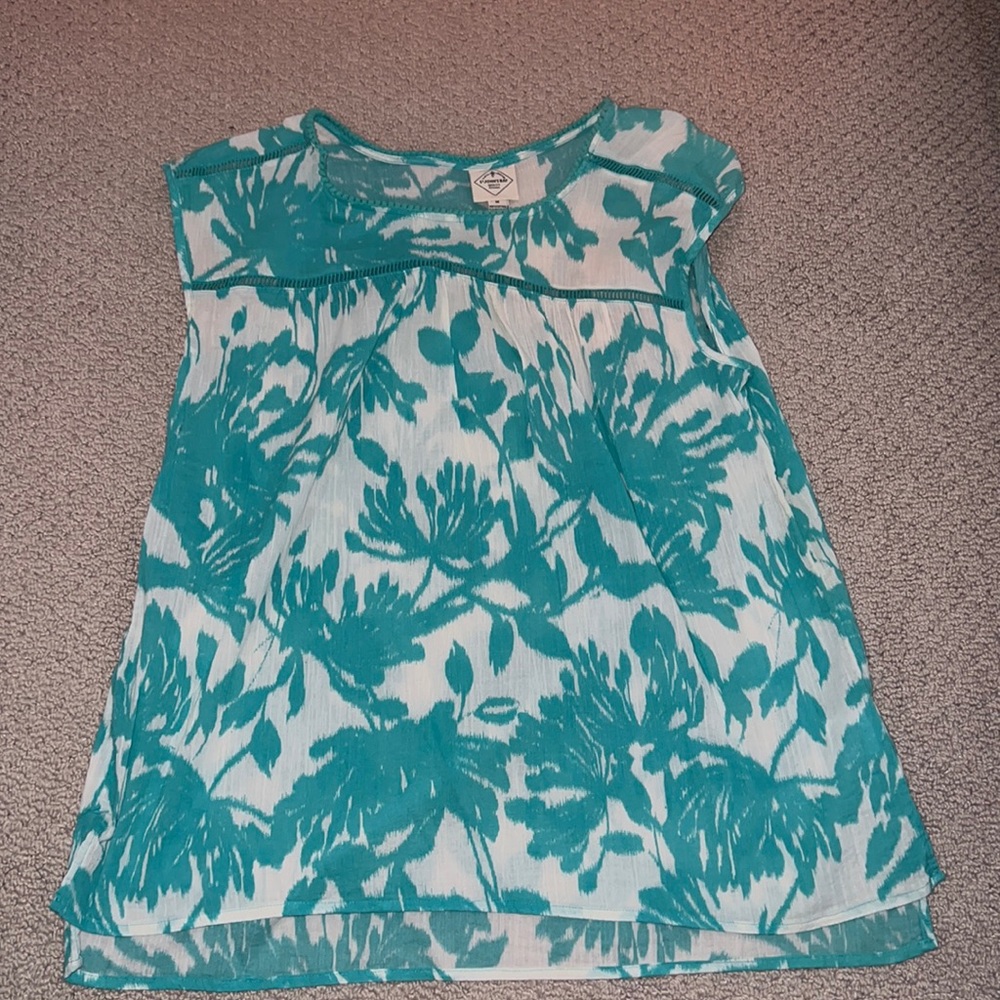 St Johns Bay Teal Print Blouse
